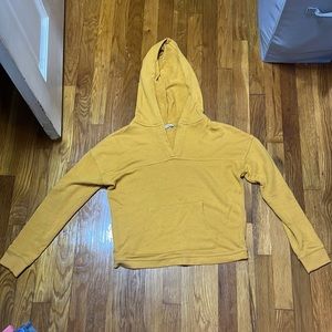 Pink Rose Mustard Cropped Hoodie with Pocket Size XS